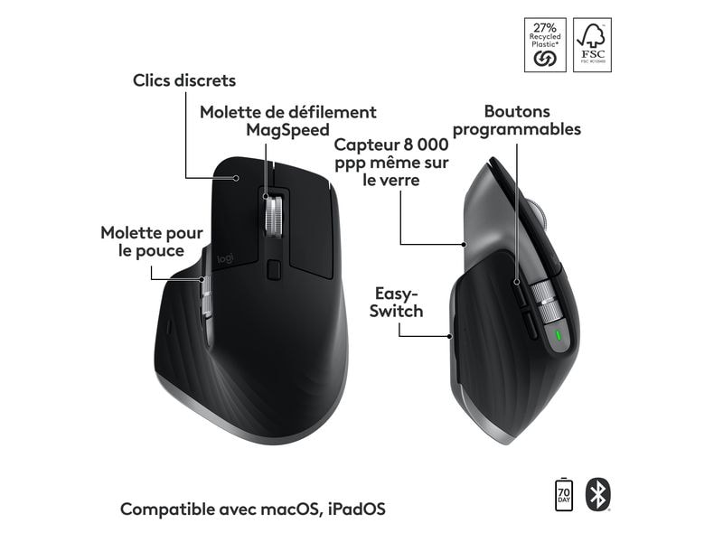 Logitech Tastatur-Maus-Set MX Keys S Combo for Mac QWERTZ ( Komfortables QWERTZ (DE) Tastatur- und Maus-Set mit Multi-Device Kopplung und intelligenter Tastaturbeleuchtung – Entwickelt für Mac