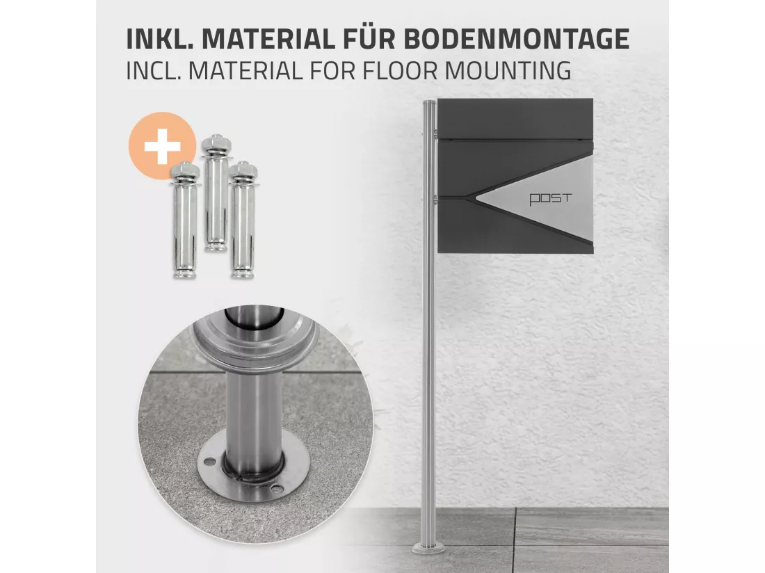 Boîte aux lettres sur une pied boîte postale anthracite/argent ML-Design