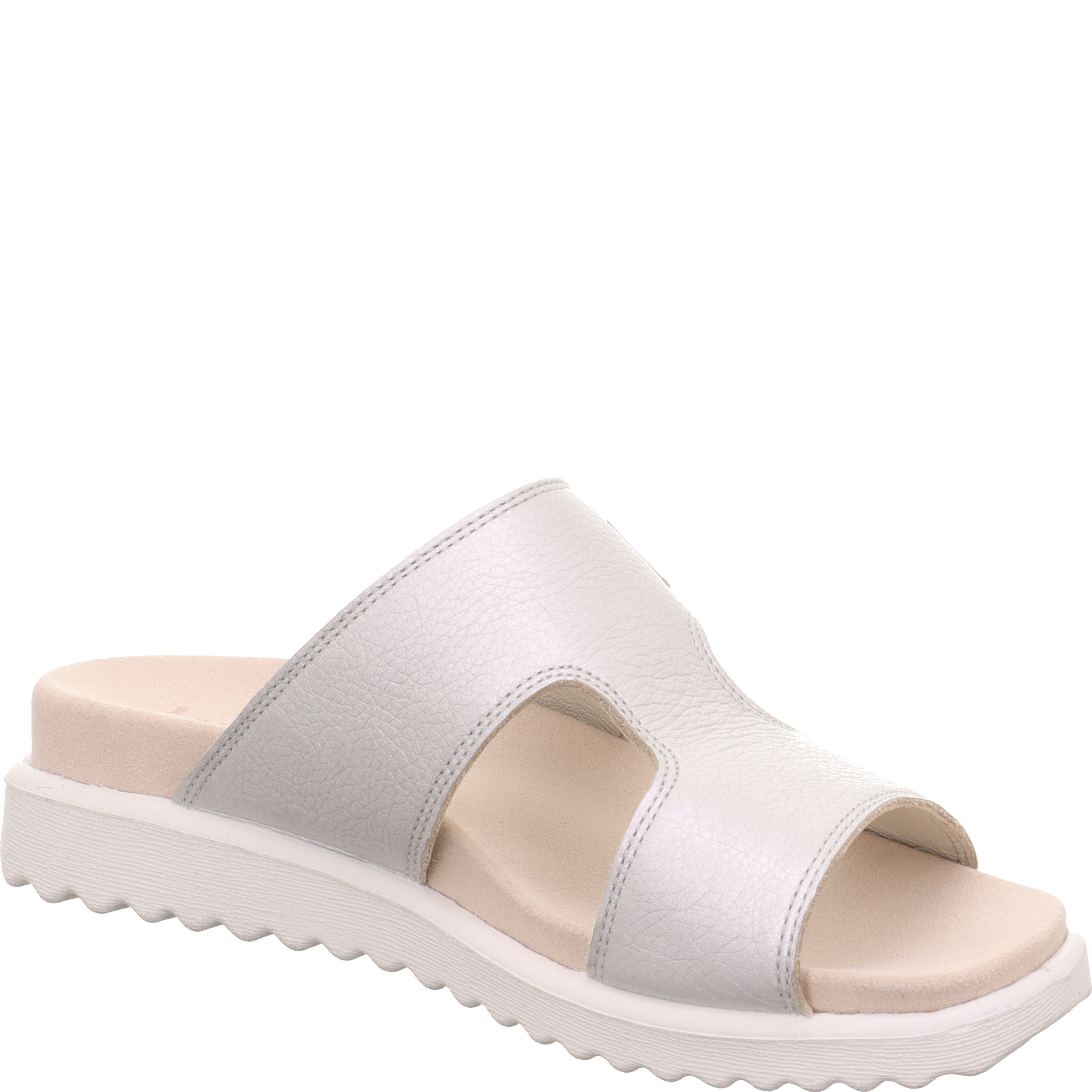 legero MOVE Damen  Pantolette mit Schnalle - Farbe: Metallic Silber - Größe: 42