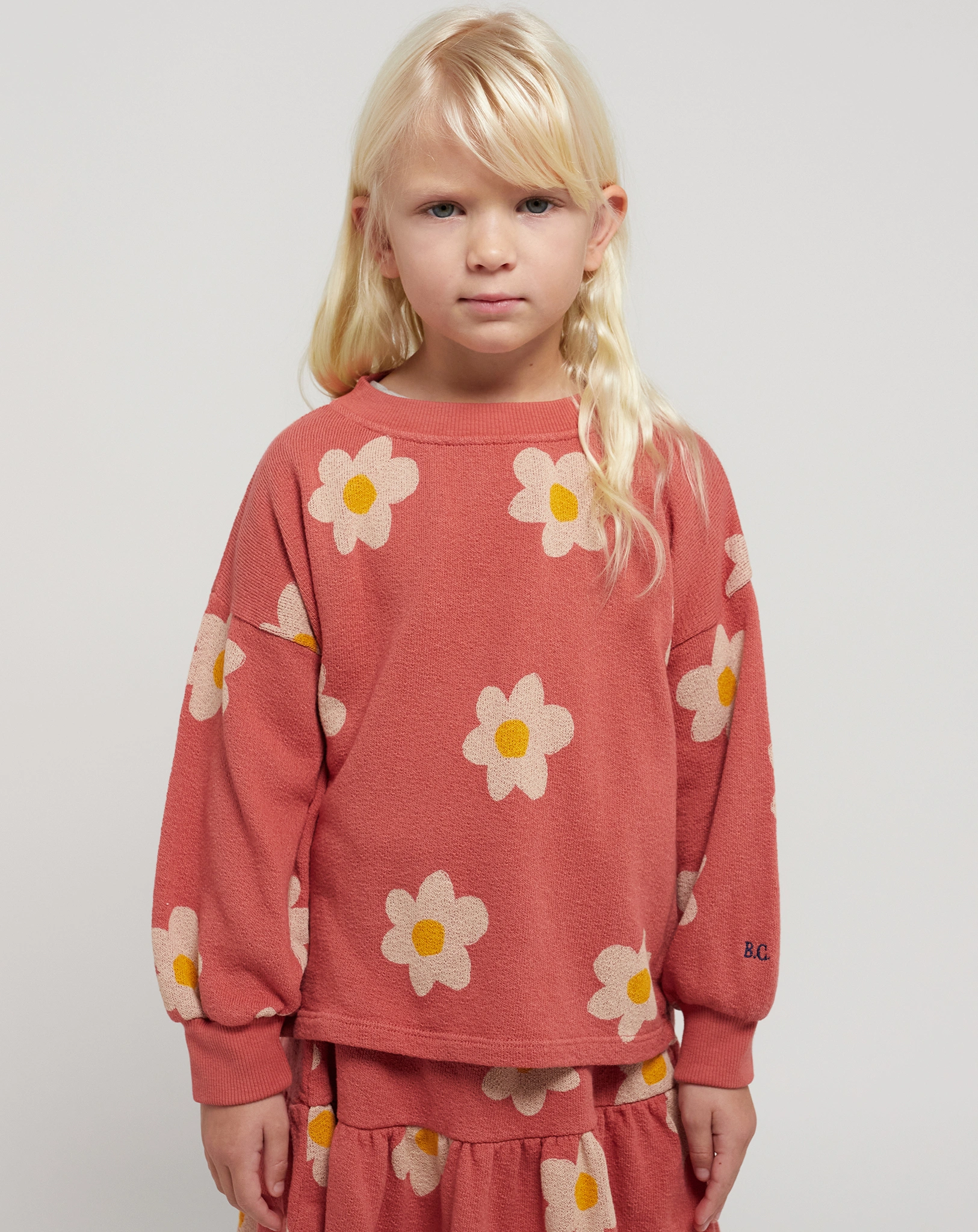 Sweatshirt BIG FLOWER ALL OVER in rosa