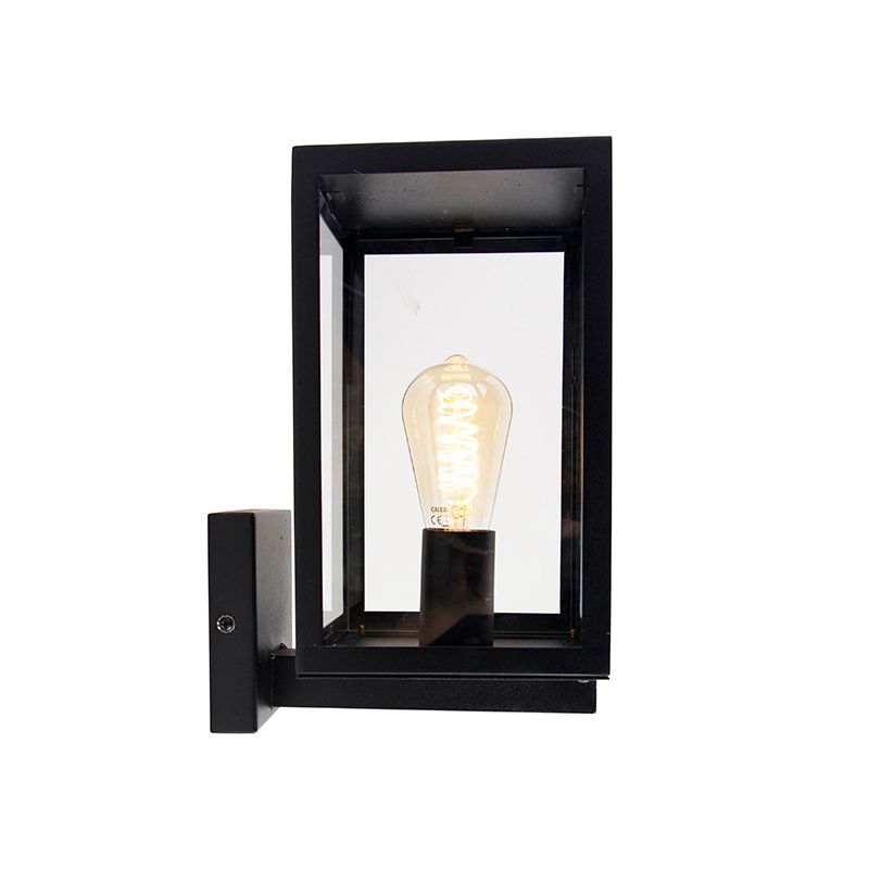 Moderne buiten wandlamp zwart met glas 30 cm - Rotterdam