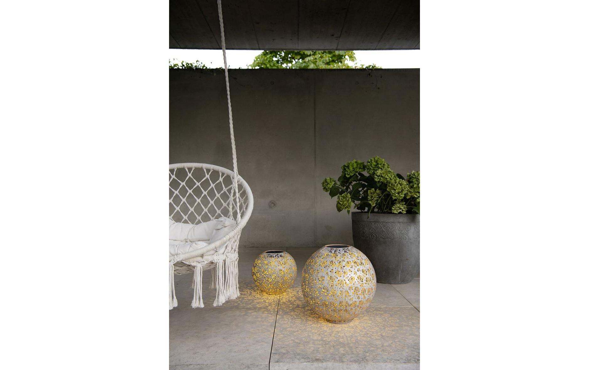 Windlicht Solar Antic Ball Baccara Ø 30 cm, WhiteSolarleuchte zum Aufstellen