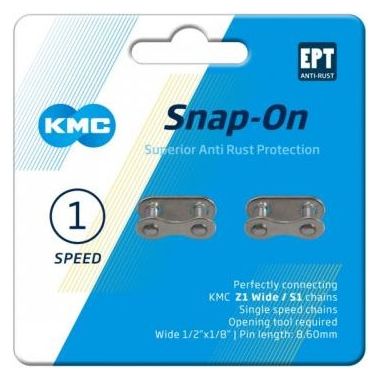 KMC Chaîne Link Single Vitesses Snap-On 1/2X1/8  Wide Ept - Argent (2 Pcs)