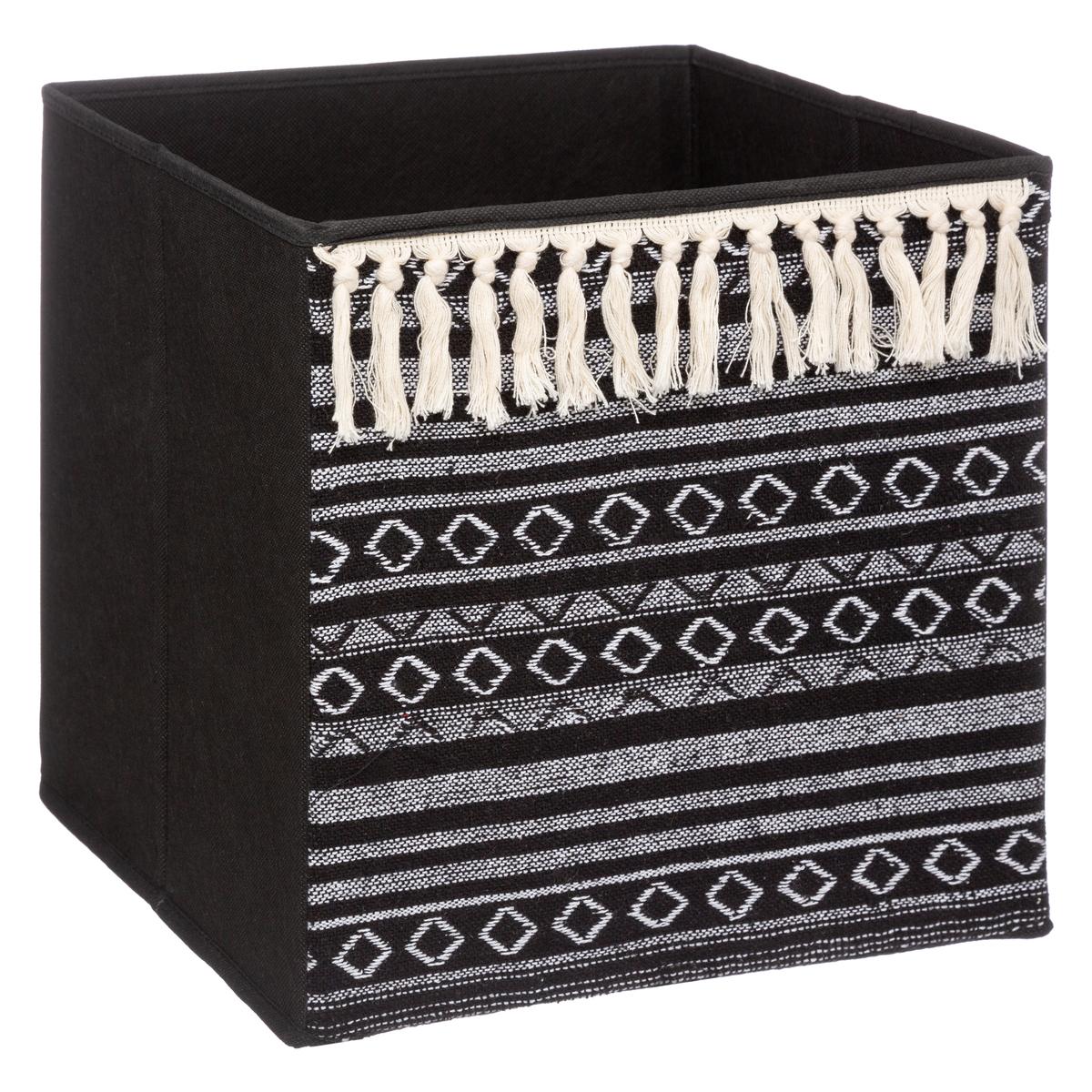 BOITE RANGEMENT 31X31CMCM ETHNIQUE POMPON