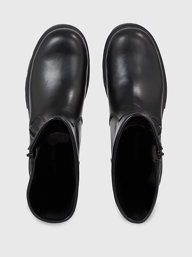 Botas de couro com salto plataforma
