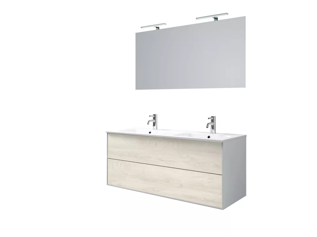 Ensemble de salle de bain double vasque 5 pièces IGEA chêne alaska