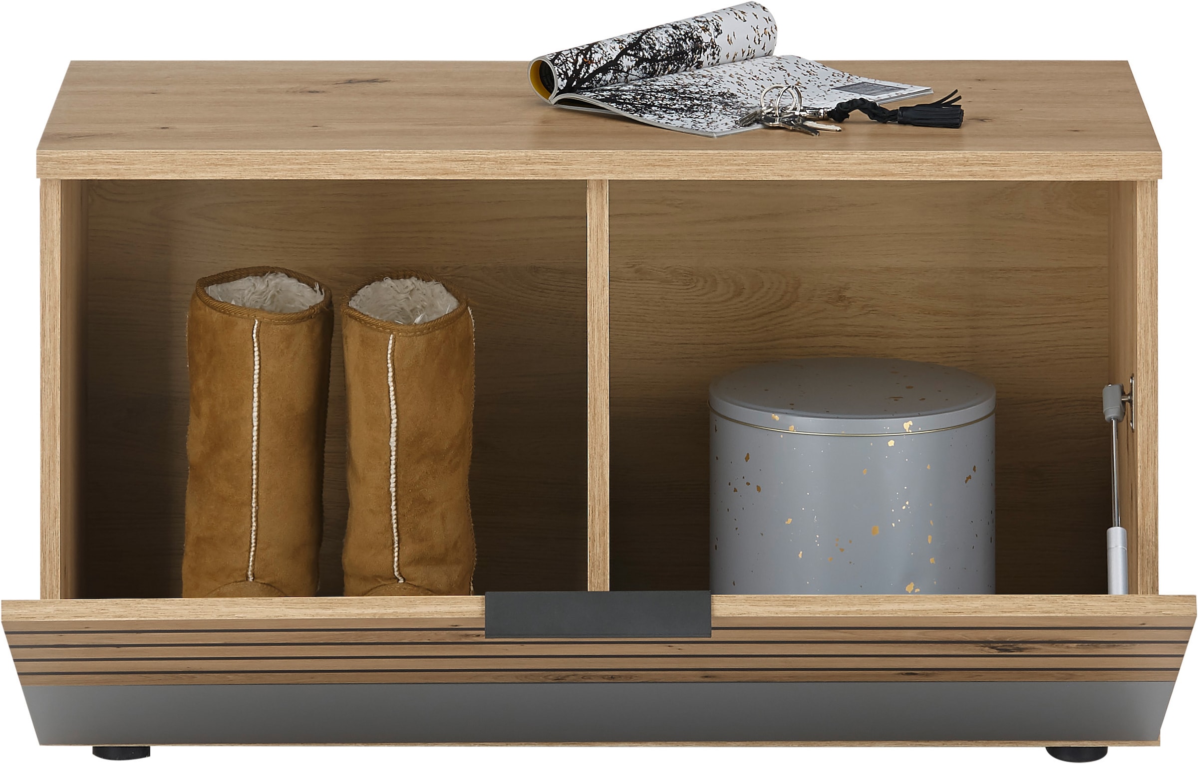 HBZ Schuhbank »Milan Garderobenbank, BxHxT 85x45x38 cm« 1 Stk. tlg. Mit 1 Klappe und 2 Fächer, belastbar bis 50 kg