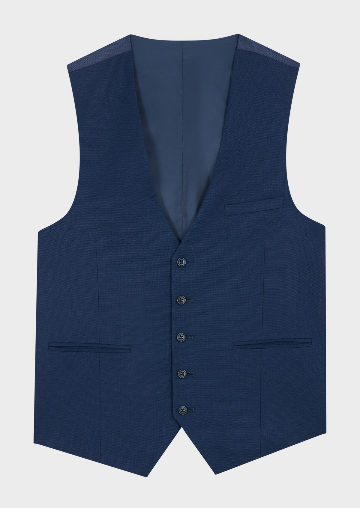 Gilet de costume en laine stretch unie bleu prusse