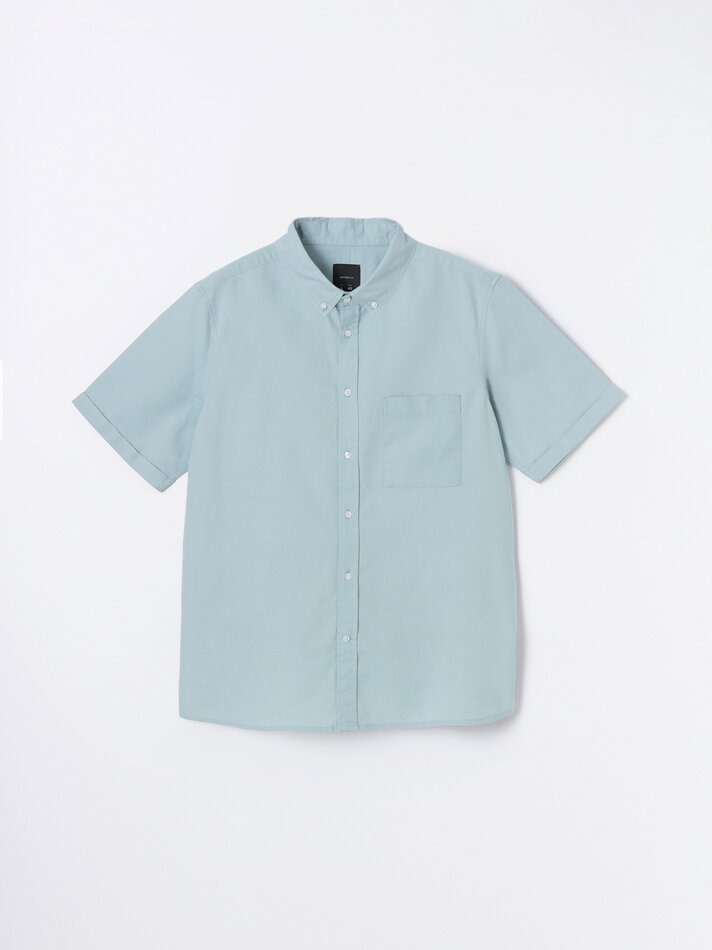 Camisa oxford de manga curta - Turquesa claro