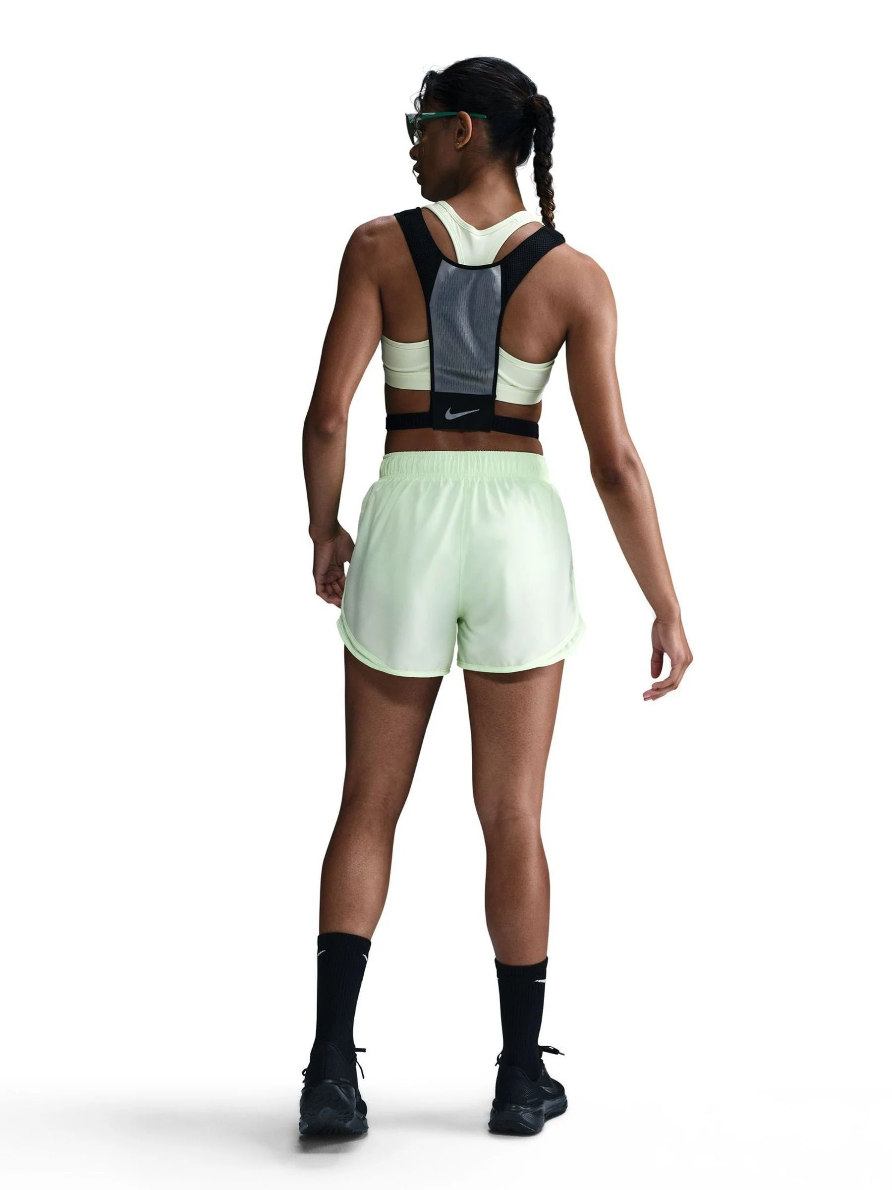 Limoengroen - Nike Tempo Dri-FIT 3 hardloopshorts met halfhoge taille