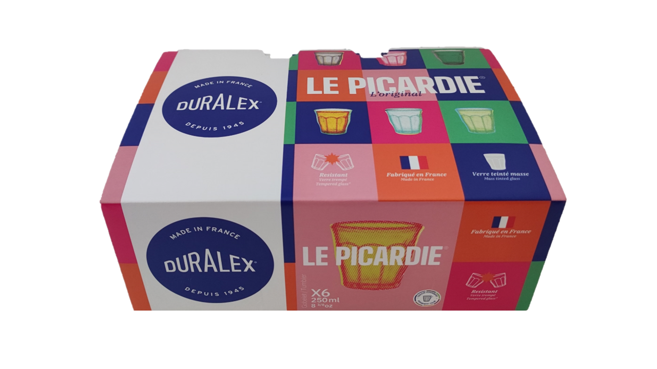 Picardie - Verre 25cl x6 - Panaché de 6 couleurs - Prune, Gris, Bleu Marine, Vermeil, Rose, Vert