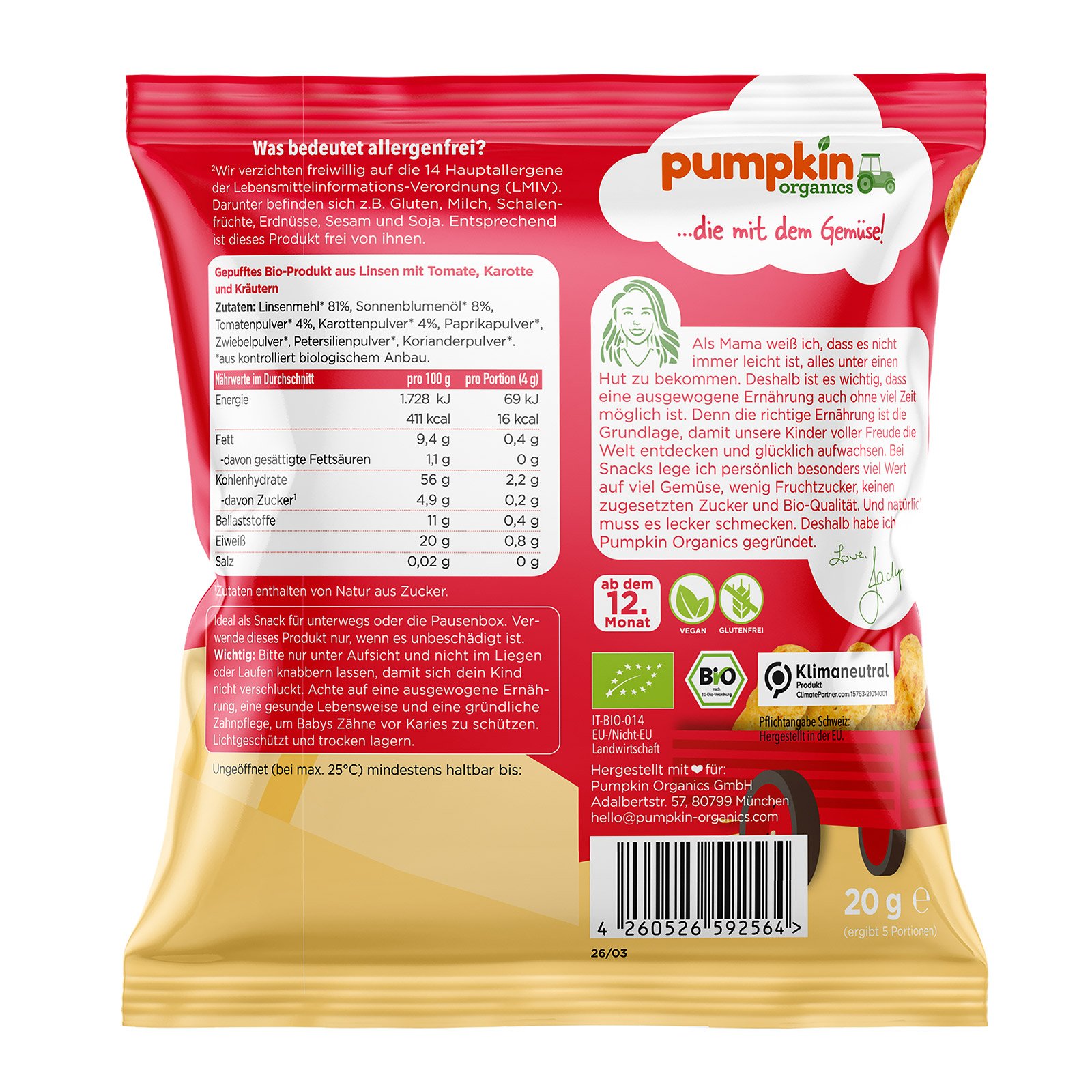 Pumpkin Organics Bio Linsen Puffs