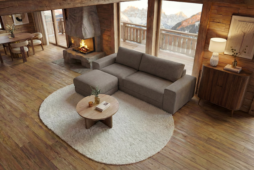 Großes Sofa LOFT 210cm taupe Vogue Velours Samt 3-Sitzer Couch Taschenfederkern