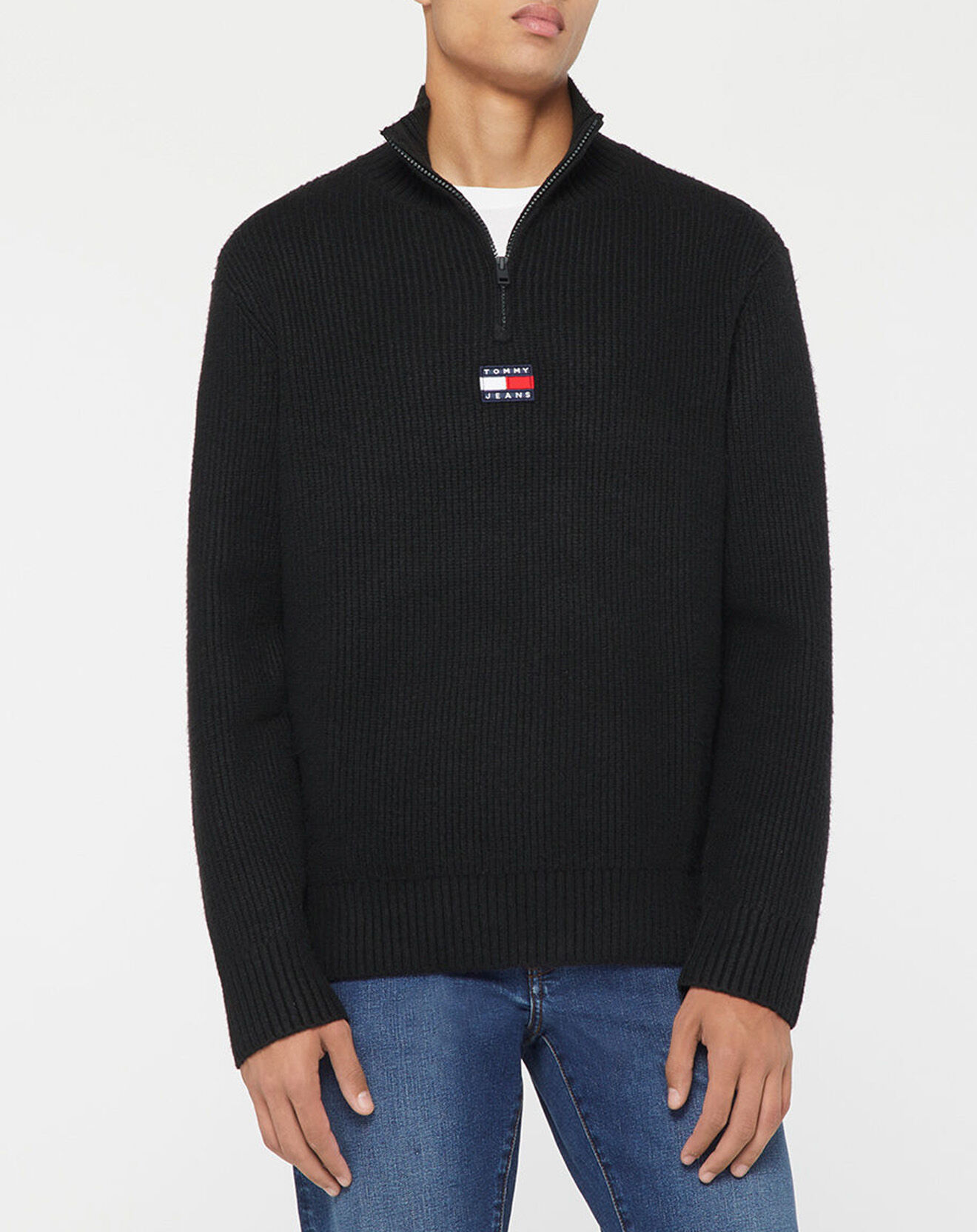 Tommy Jeans Pull col camionneur Badge noir