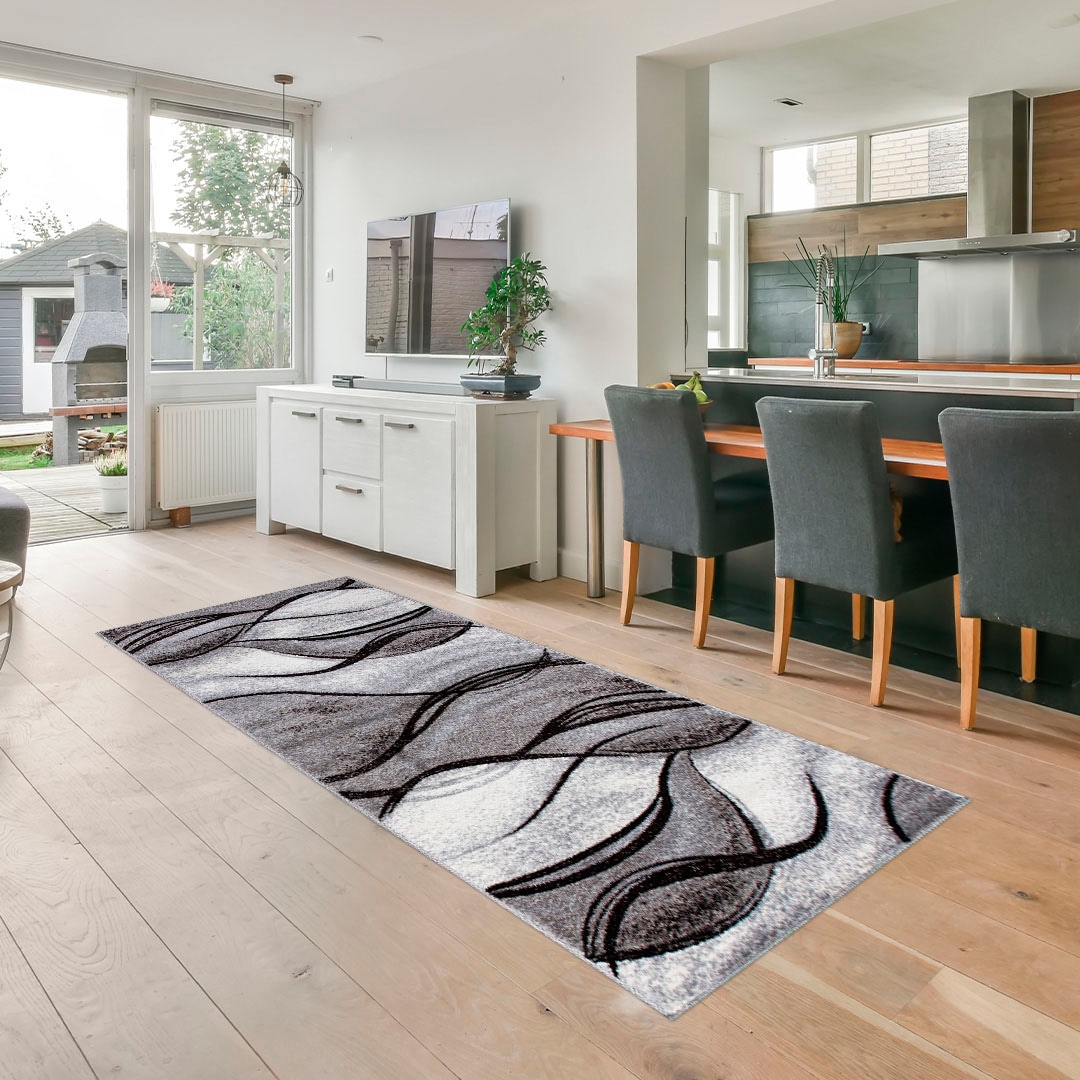 my home Läufer »Tritom« rechteckig 9 mm Höhe mit besonders weichem Flor, Kurzflor, modernes Wellen Muster