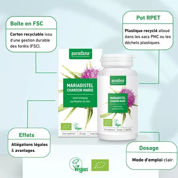Purasana Cardo Mariano 300mg Orgânico 120 cápsulas