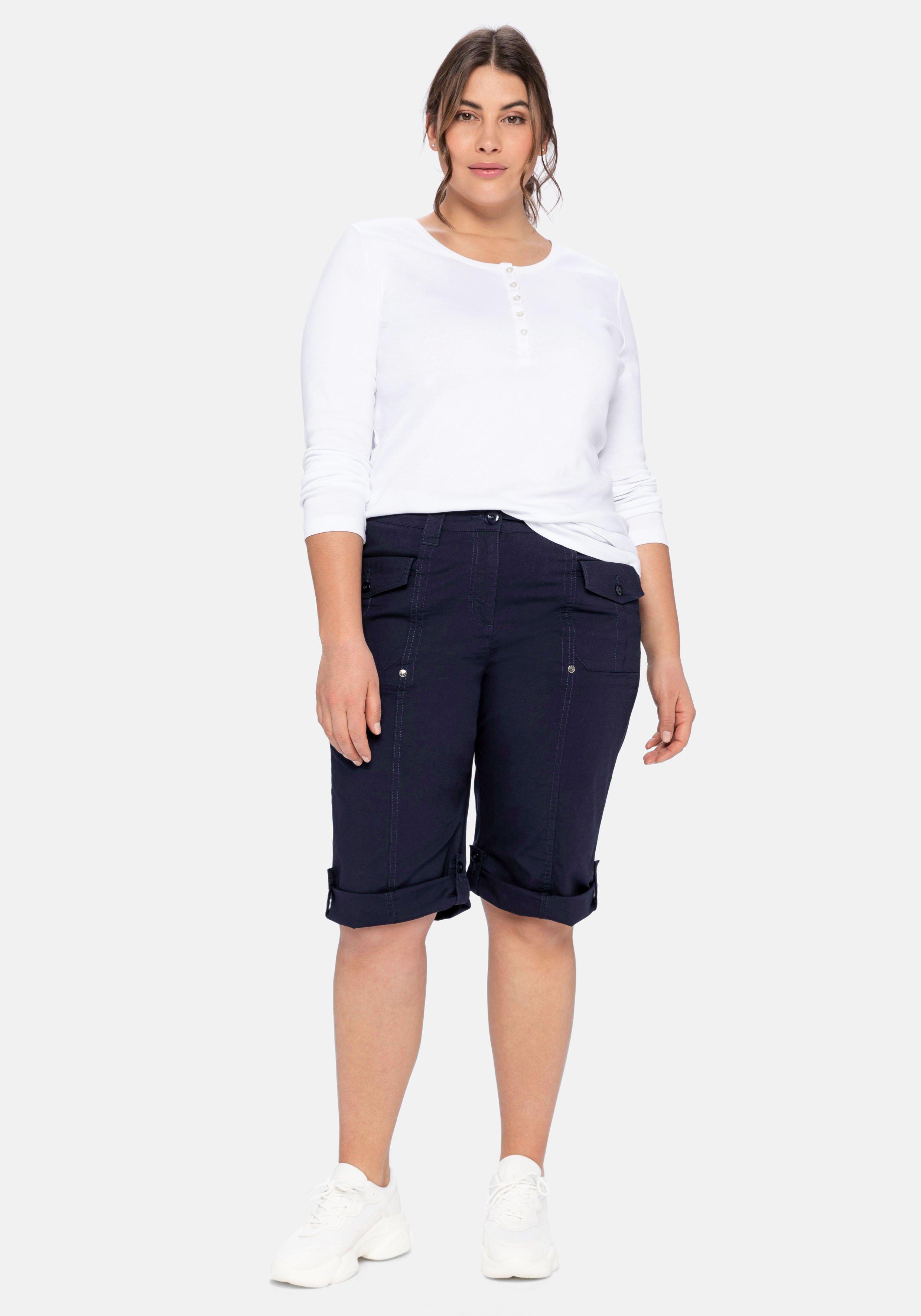 Stretch-Bermudas mit aufgesetzten Taschen und Patten