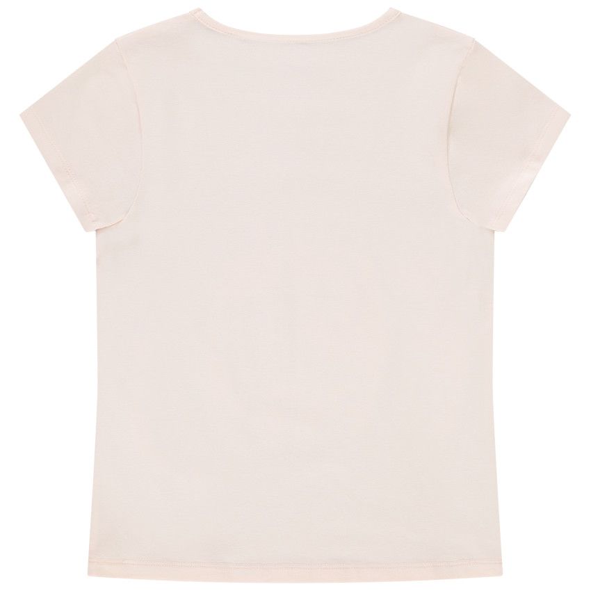T-shirt manches courtes print pailleté capitale pour fille - Rose