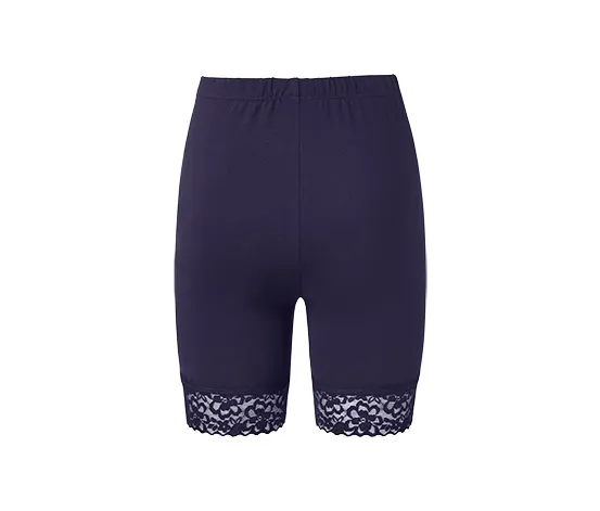 Radlershorts mit Spitzenborte, dunkelblau