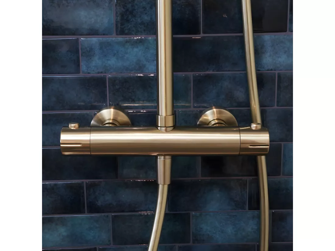 Luisa colonne de douche thermostatique or brossé - Essebagno