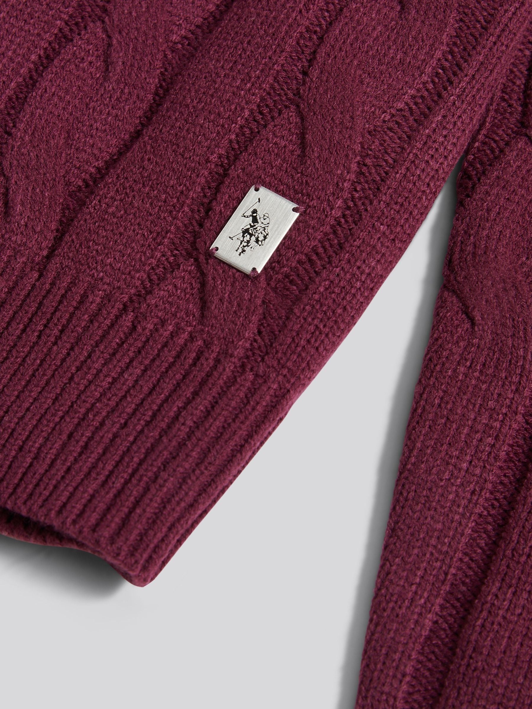 Paars - U.S. Polo Assn. Mens Cable Knit Crew Jumper