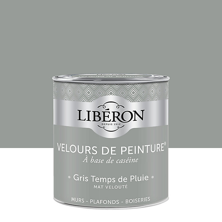 Peinture murs, plafonds et boiseries Velours de peinture gris temps de pluie Libéron 0,5L