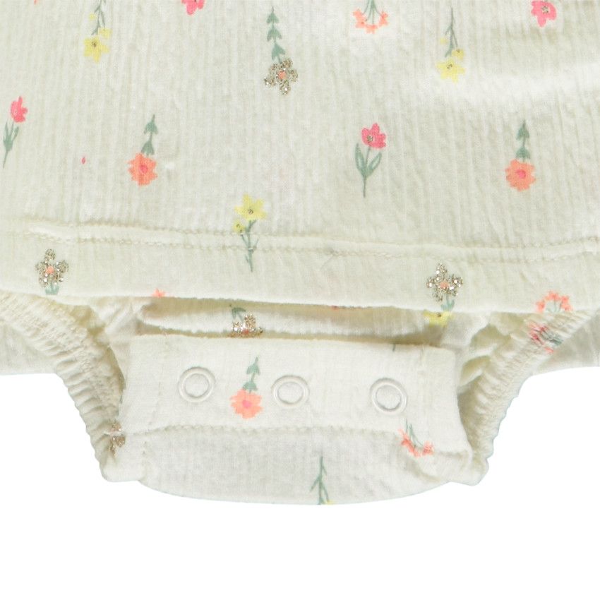 Robe body en jersey froissé imprimé pour bébé fille - Ecru