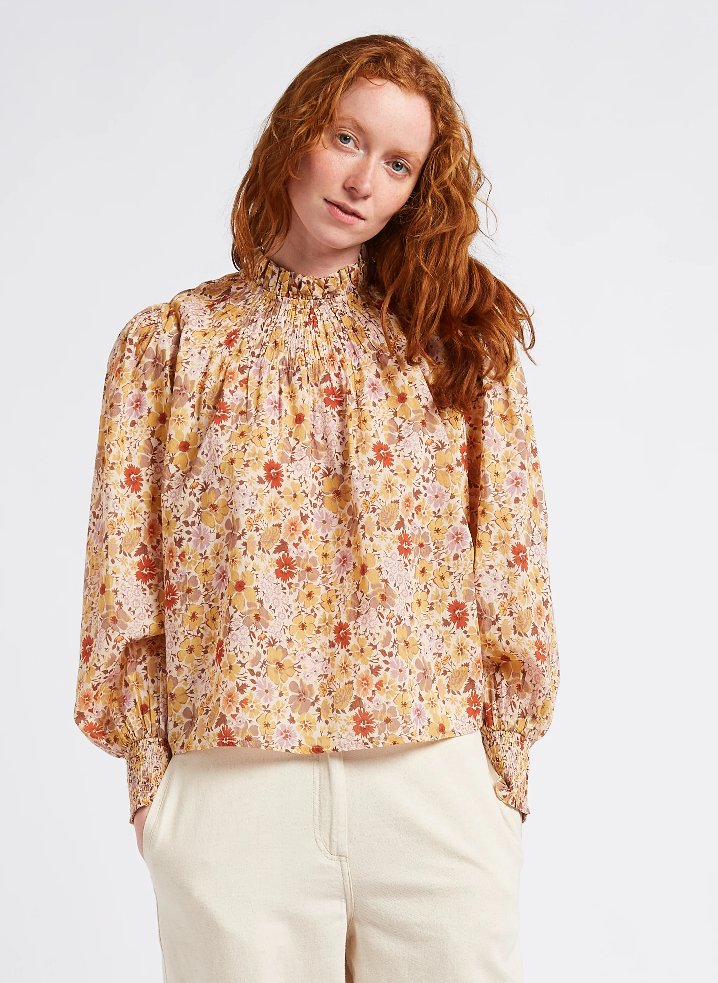 TISSAM - Blouse col rond en coton | Blanc
