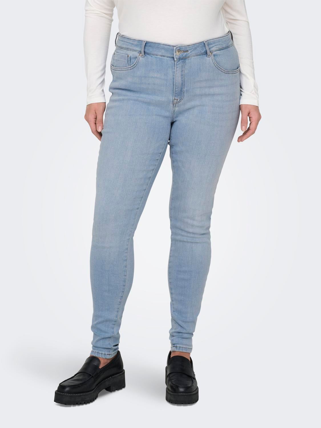 CARPOWER Mittlere Taille Skinny Fit Jeans Light Blue Denim