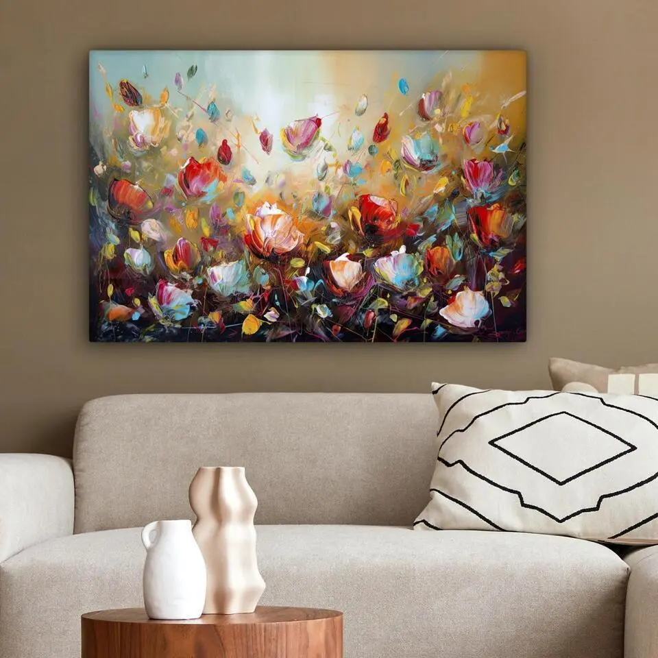 MuchoWow Canvas Schilderij 90x60cm Bloemen Kunst Natuur