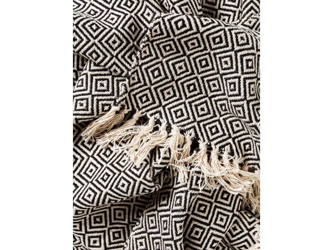 Plaid en coton Jasmin Noir 125x150 cm