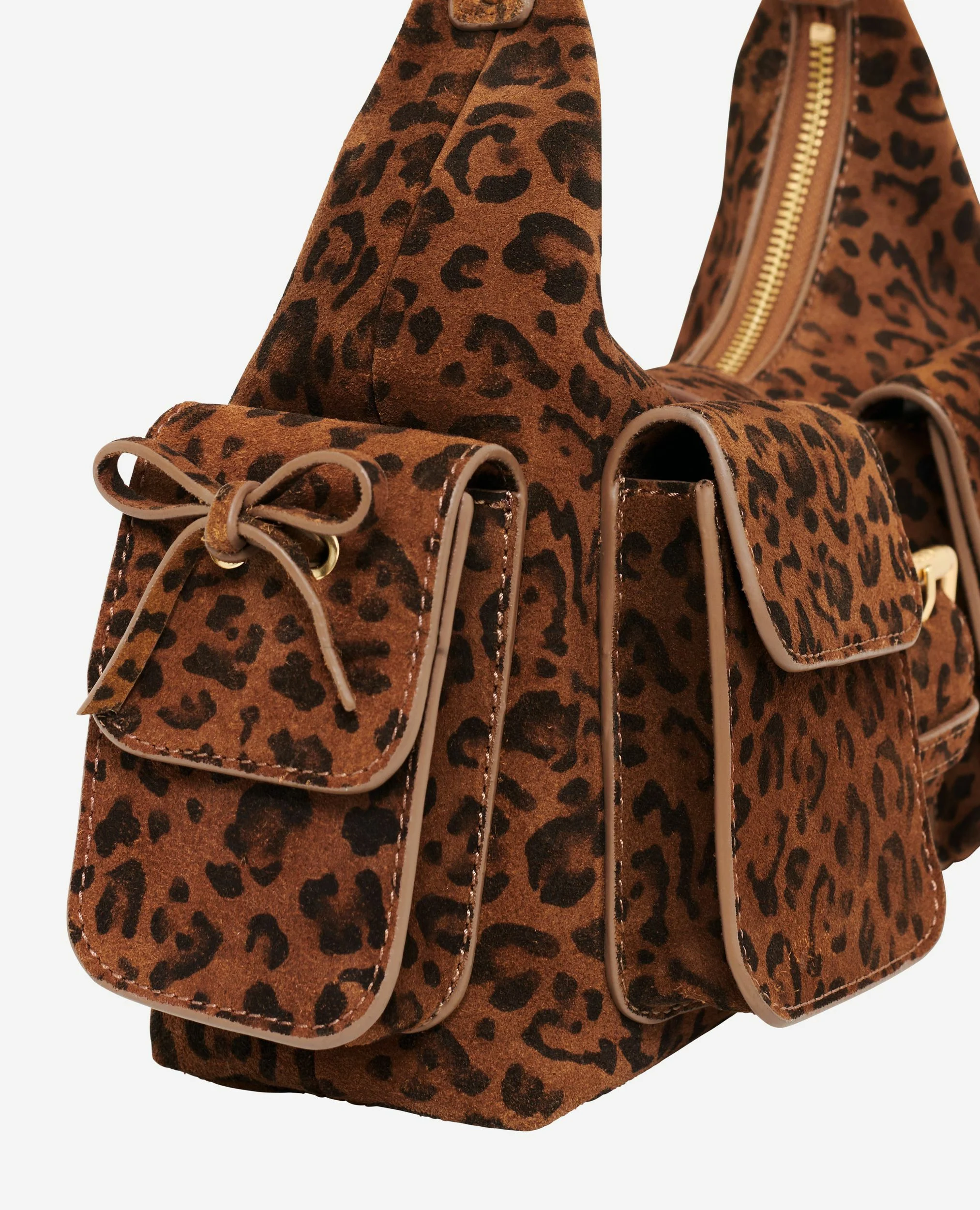 Sac Amelia en cuir suède imprimé léopard