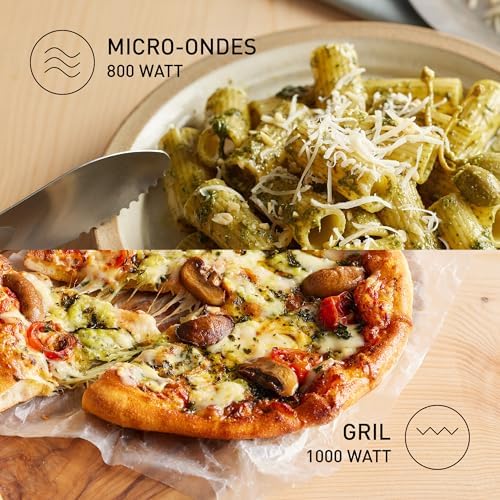 Panasonic NN GM23QMEPG Four à Micro Ondes Gril 20L avec Plateau en Verre et Grille Métallique, 800W, Grill 1000W, Décongélation, Réglage par Cadran, Quick 30, Minuterie, Argent : Cuisine et Maison