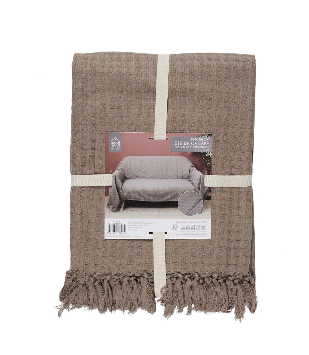 Plaid gaufré - 170 cm x 250 cm - Marron Taupe