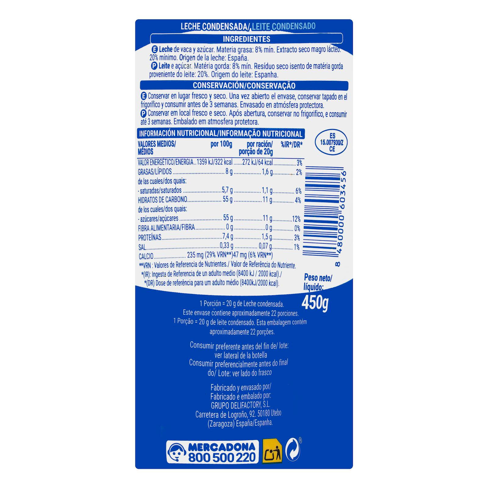 Lait concentré Hacendado