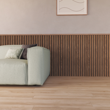 Kleurstaal lattenwand Decowall Acoustic walnoot 18x30cm