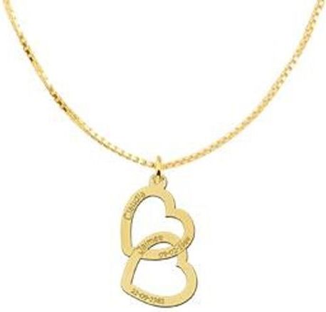 Ketting hanger Goud twee harten