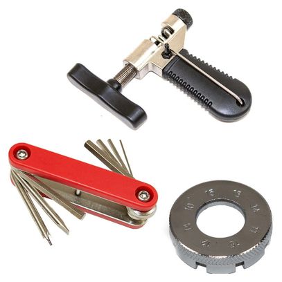 Kit entretien : 1x outil clé allen   1x serre rayon   1x outil de réparation chaîne vélo