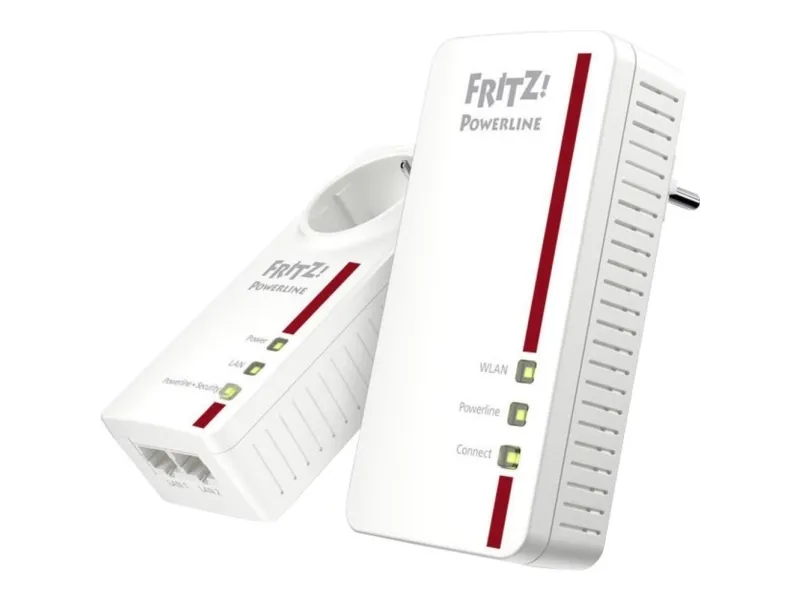 AVM FRITZ!Powerline 1260E - WLAN Set - powerline-adaptersæt 1GbE, HomePlug AV (HPAV) 2.0, IEEE 1901 - Wi-Fi 5 - Dual Band - kan sluttes til vægstik