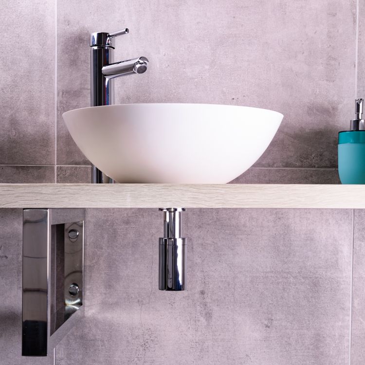 Saniclear Solid Surface waskom set incl. hoge kraan chroom