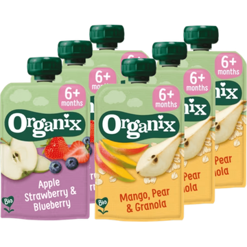 Organix Knijpfruit 6+m 2 Smaken Pakket 6 stuks