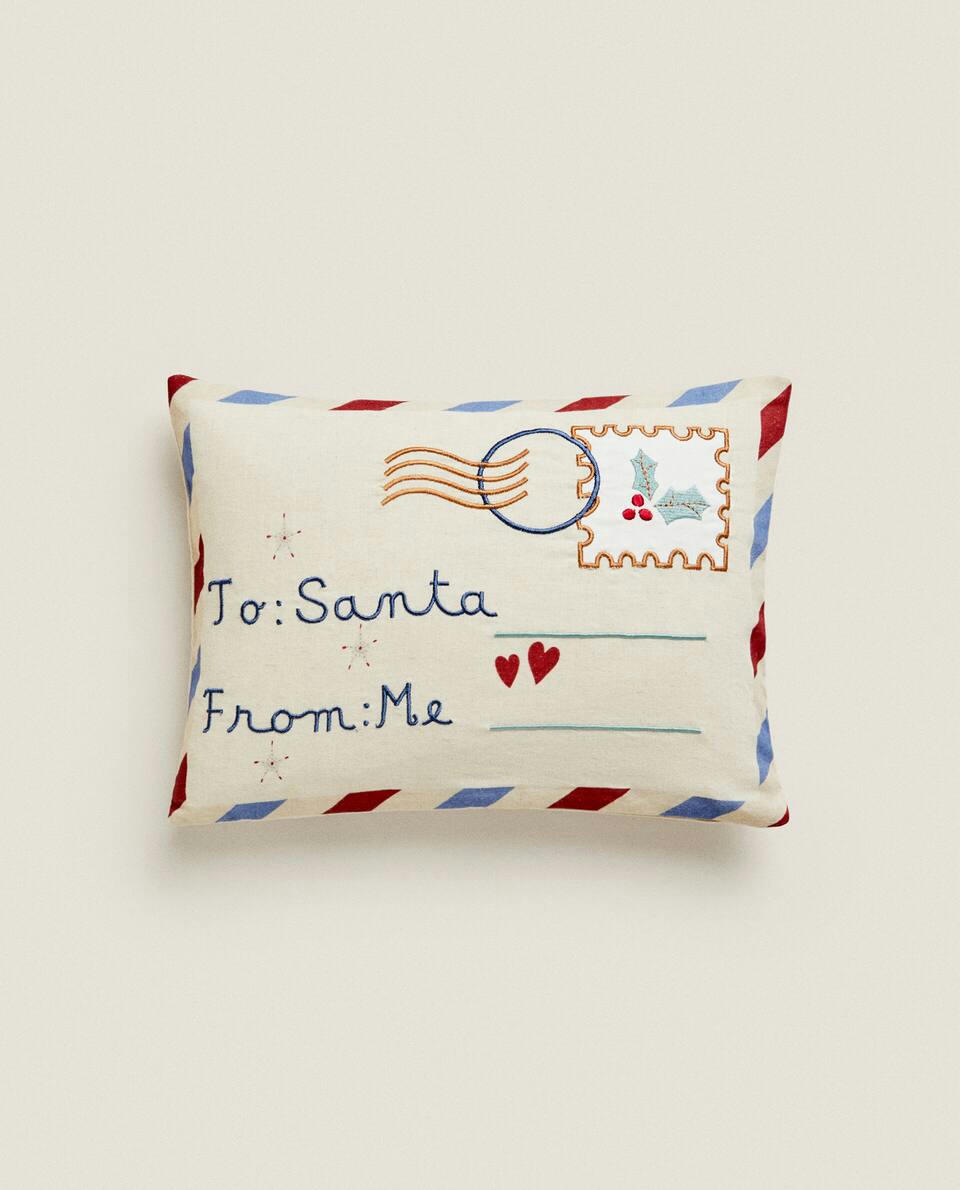 CAPA DE ALMOFADA INFANTIL COM CARTA DE NATAL PARA O PAPAI
