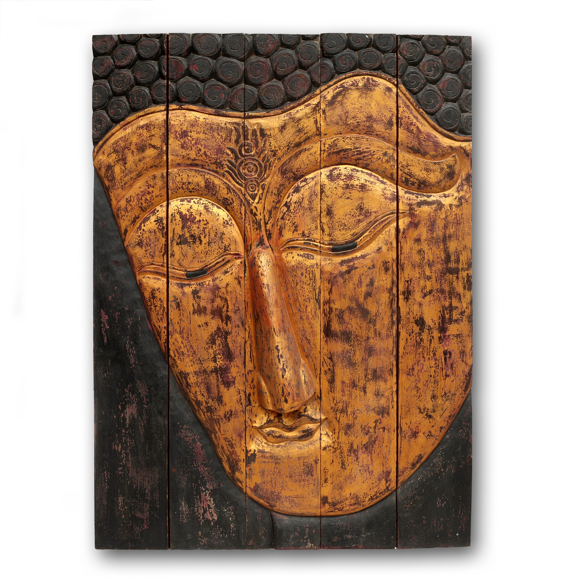 Buddha-Panel, schwarz, braun, T 5 cm, B 148 cm, H 200 cm von fischer's lagerhaus