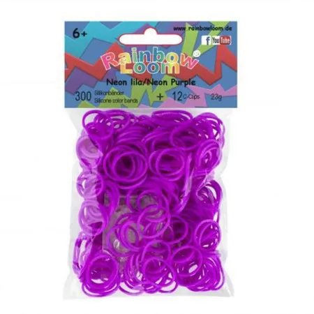 Idena Rainbow Loom / 300 Gummibänder + 12 Clips / Farbe: neon-lila