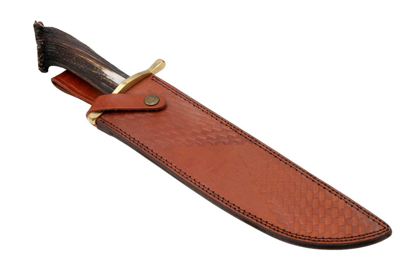 Rough Ryder Crown Stag Bowie RR2590, Satin Stainless, Antler, vaststaand mes