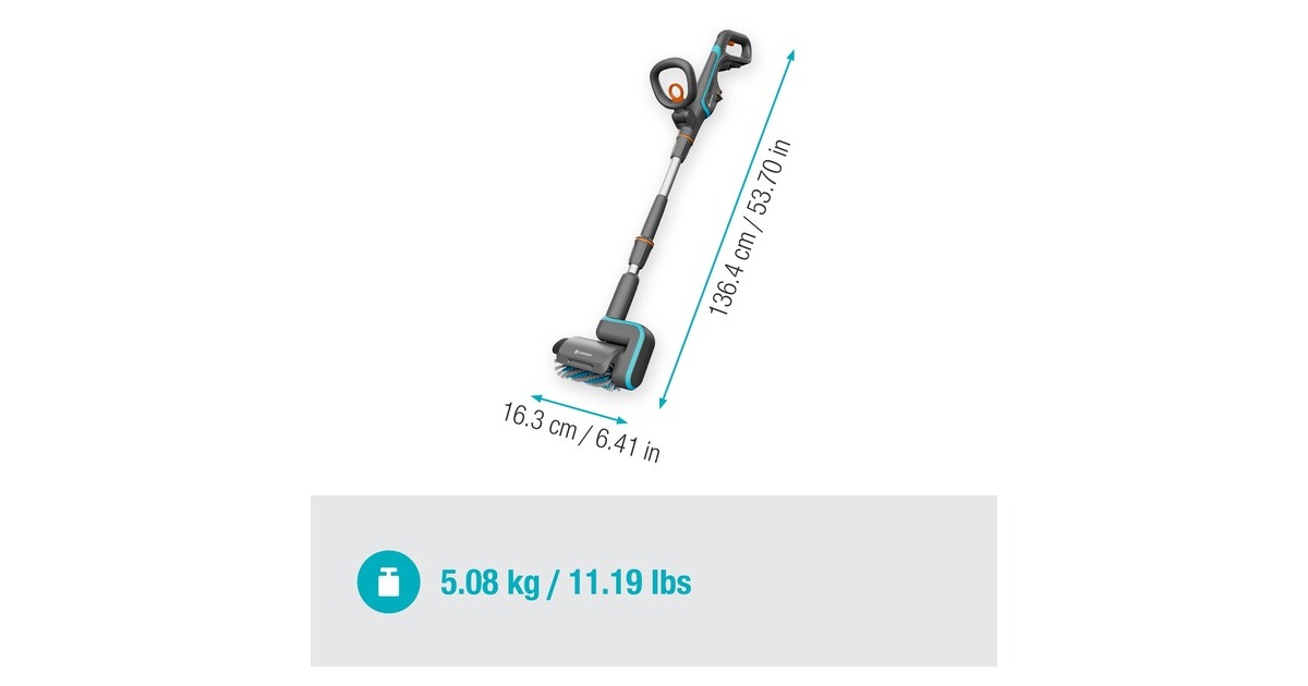 GARDENAAquaBrush Universal accu-multireiniger 04/18V P4A Solo vloerreiniger  (Grijs/turquoise, 14842-55, POWER FOR ALL ALLIANCE, accu en lader niet inbegrepen)