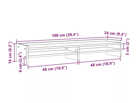 Support de moniteur blanc 100x24x16 cm bois d'ingénierie
