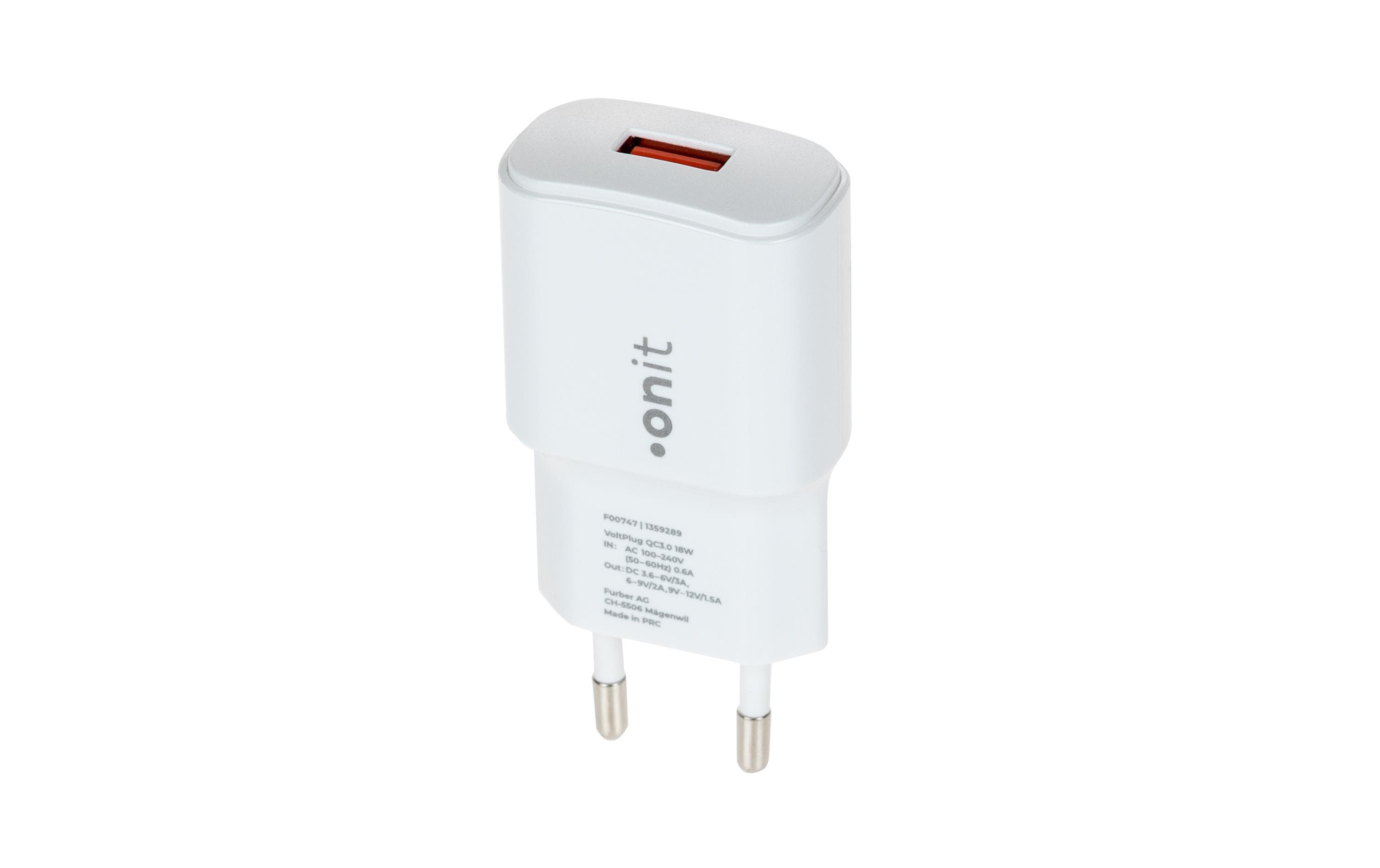 USB-A-Wandladegerät QC3.0 18 W WeissKompakter USB-A-Ladeadapter für mobile Geräte
