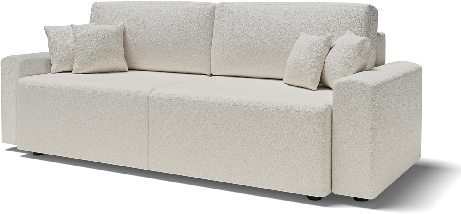 BAÏTA Canapé Droit Milo 3 Places en Tissu Bouclette Blanc SG0444118