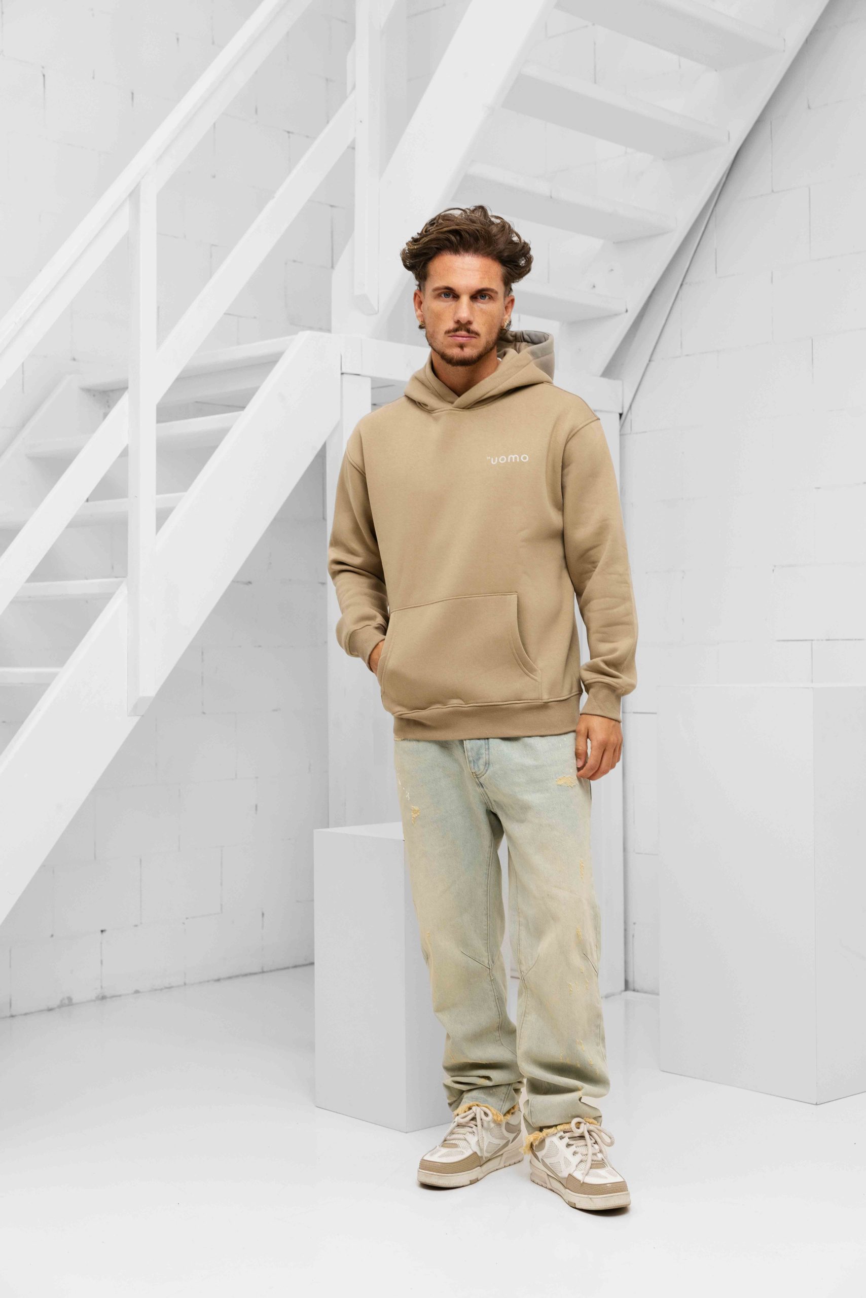 24 Uomo Basic Hoodie Heren Groen